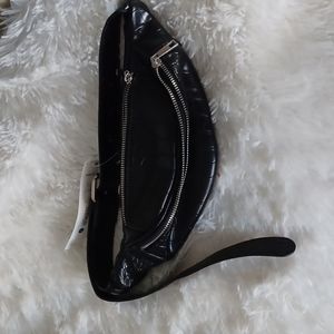 Aqua black croc belt bag